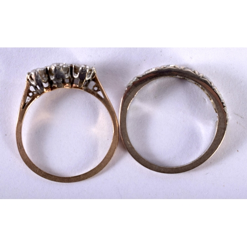 1244 - Two Gold and Diamond Rings, Stamped 18K and 750, Sizes L & M, total weight 4.9g (2)