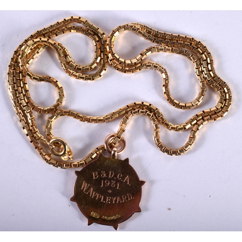 1245 - A 9ct Gold Pendant and Necklace.  Stamped 375, Chain 73cm, Pendant 3.3cm x 2.5cm, weight 27.5g