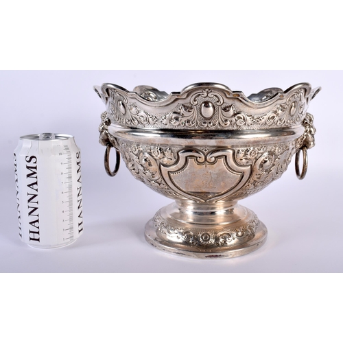 1455 - A LARGE VICTORIAN SILVER MONTEITH BOWL. London 1892. 935 grams. 17.5 cm x 25 cm.