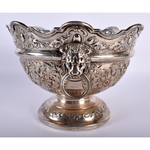 1455 - A LARGE VICTORIAN SILVER MONTEITH BOWL. London 1892. 935 grams. 17.5 cm x 25 cm.