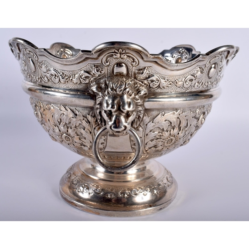 1455 - A LARGE VICTORIAN SILVER MONTEITH BOWL. London 1892. 935 grams. 17.5 cm x 25 cm.