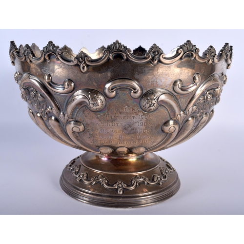 1456 - A LARGE EDWARDIAN SILVER BOWL. Sheffield 1903. 1252 grams. 28 cm x 19 cm.