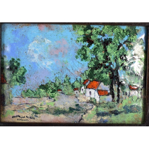 1515 - A FRENCH LIMOGES ENAMEL LANDSCAPE PANEL. 25 cm x 20 cm.