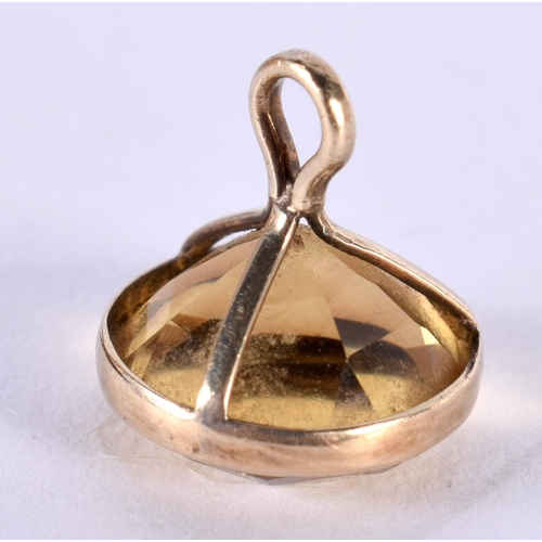 1729 - A Cased set of Six 9ct Gold Mounted Citrine Buttons.  1cm diameter