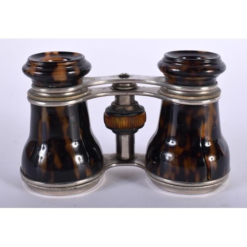 1730 - An Antique Pair of Tortoiseshell Opera Glasses.  10cm x 6cm (closed), 8cm (open)