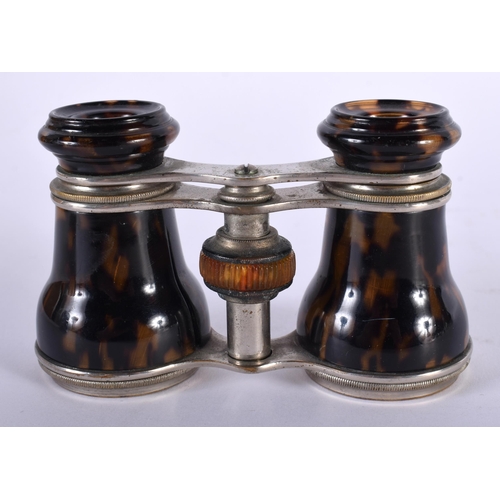 1730 - An Antique Pair of Tortoiseshell Opera Glasses.  10cm x 6cm (closed), 8cm (open)