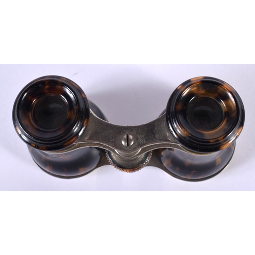 1730 - An Antique Pair of Tortoiseshell Opera Glasses.  10cm x 6cm (closed), 8cm (open)