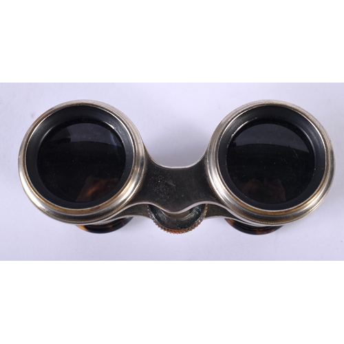 1730 - An Antique Pair of Tortoiseshell Opera Glasses.  10cm x 6cm (closed), 8cm (open)