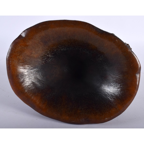2653 - A CHINESE CARVED BUFFALO HORN TYPE LIBATION CUP 20th Century. 806 grams. 15 cm x 15 cm.