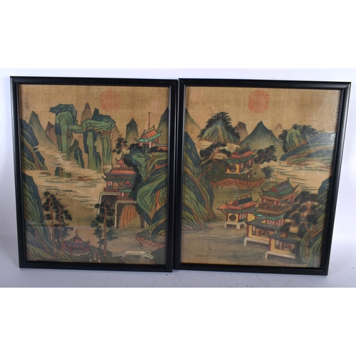 2823 - Chinese School (19th Century) 4 x watercolours, Landscapes. 32 cm x 26 cm. (4)