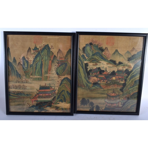 2823 - Chinese School (19th Century) 4 x watercolours, Landscapes. 32 cm x 26 cm. (4)