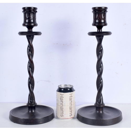 3001 - A pair of 1920's wooden barley twist candlesticks 39 (2).