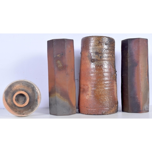 3006 - A collection of Studio pottery vases together with a bowl largest 23 cm (4)