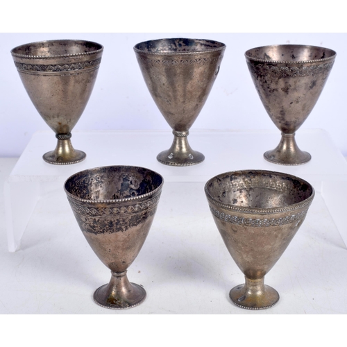 3015 - A collection of Turkish silver Goblets 6 cm (5).