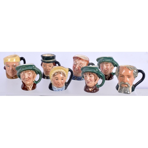 3016 - A collection of Miniature Royal Doulton Character jugs together with a stand (Qty)