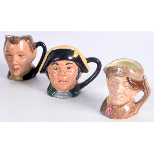 3016 - A collection of Miniature Royal Doulton Character jugs together with a stand (Qty)