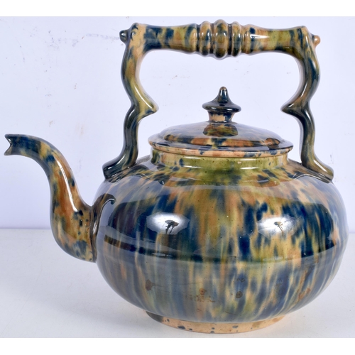 3021 - A Dunmore style glazed pottery Tea pot 21 cm.