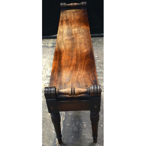 3053 - A WILLIAM IV MAHOGANY HALL BENCH. 53 cm x 153 cm x 30 cm.