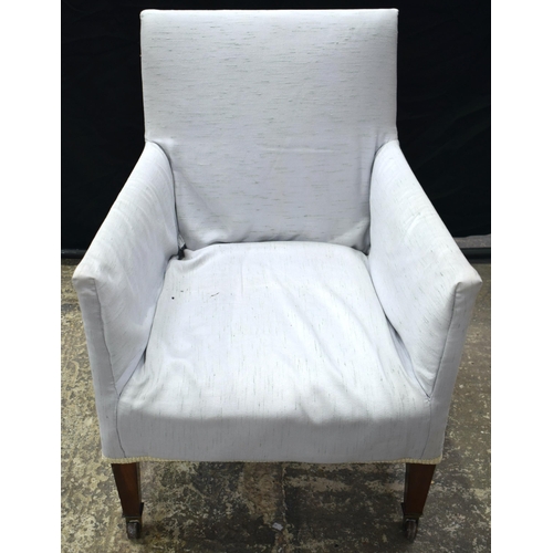 3065 - AN EDWARDIAN UPHOLSTERED CHAIR. 83 cm x 54 cm.