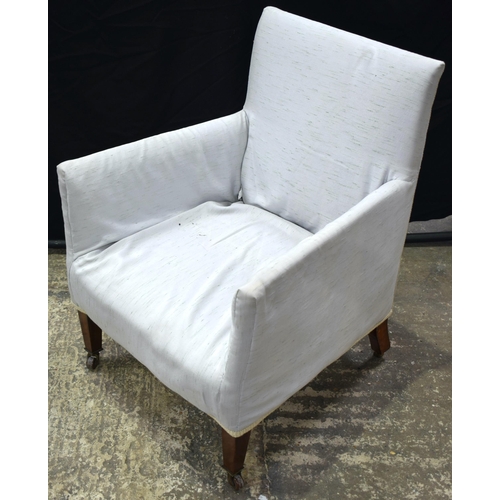 3065 - AN EDWARDIAN UPHOLSTERED CHAIR. 83 cm x 54 cm.