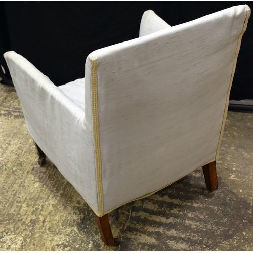 3065 - AN EDWARDIAN UPHOLSTERED CHAIR. 83 cm x 54 cm.