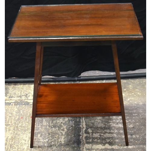 3070 - AN EDWARDIAN MAHOGANY TWO TIER TABLE. 68 cm x 60 cm.