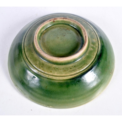 A Chinese porcelain late Ming/Qing Green glazed bowl 5 x 19 cm.