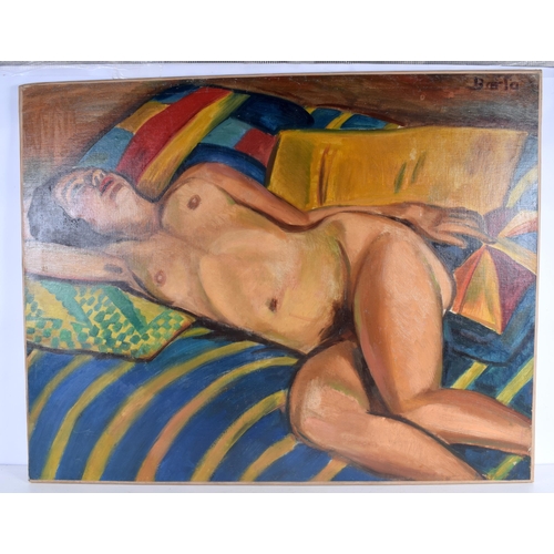 3161 - A large framed 0il on canvas of a naked female signed 76 x 94