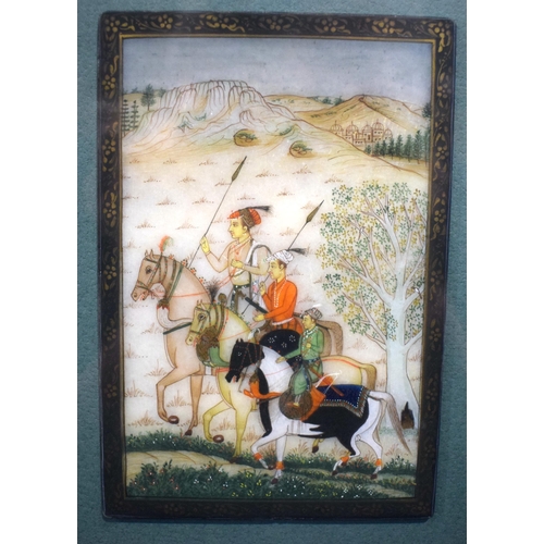 3190 - A framed painted Mughal oil on mineral