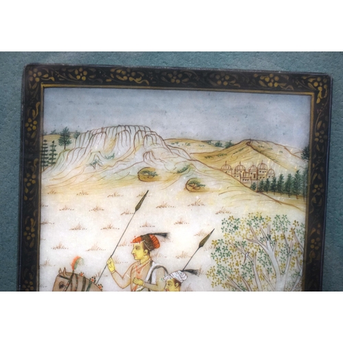 3190 - A framed painted Mughal oil on mineral