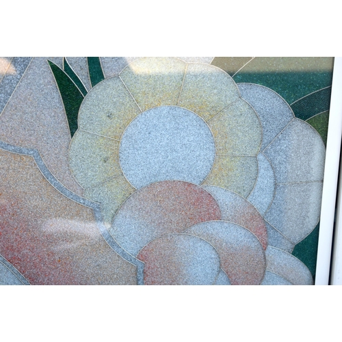 3191 - A spectacular Art Deco l Vividek glass mosaic floral design trio of panels (73 x 291 cm per panel)