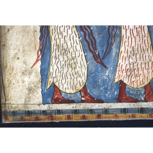 3192 - A framed painted panel after the antique Sarcophagus of Agia Triada (1600-1450 BC) 24 x 34cm.