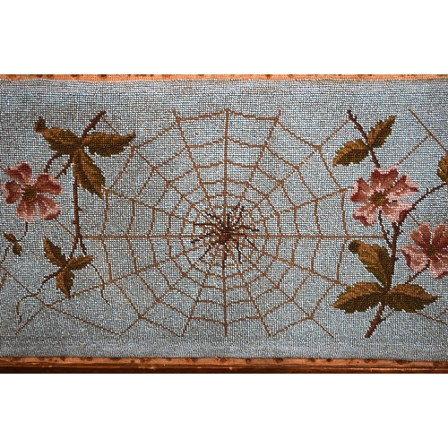 3195 - A framed Victorian BEADWORK picture of a spiders web 36 X 58cm.