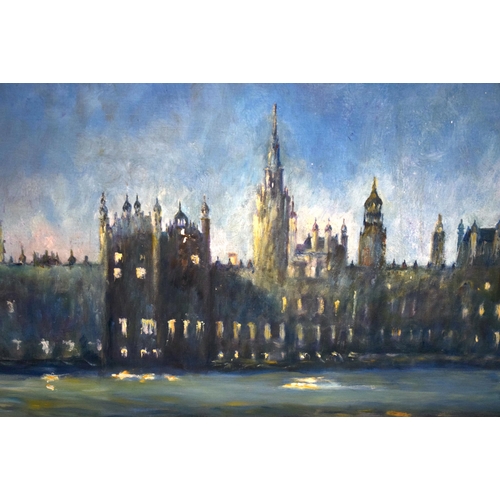 3196 - An oil on canvas of Houses Of Parliament signed Graham 63 X 76cm.