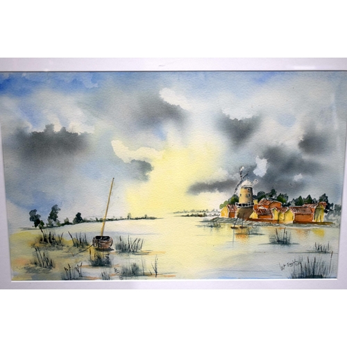 3198 - A framed watercolour of a riverside scene signed Eggleton 30 X 47cm.