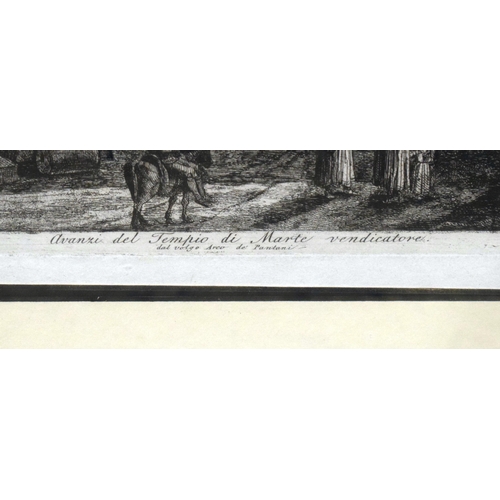 3200 - A pair of framed antique etchings of Italian street scenes 60 X 49cm.