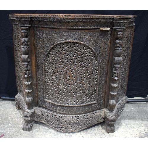 3341 - A 19th Century carved wood Anglo Indian Mughal console table 84 x 100 x 38 cm