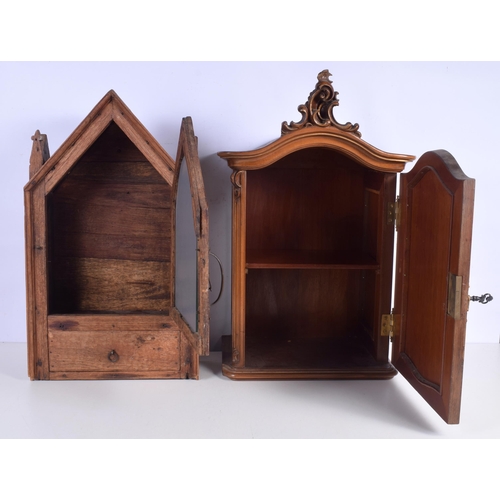 3375 - Two German small wooden wall Cabinets largest 58 x 37 cm (2).