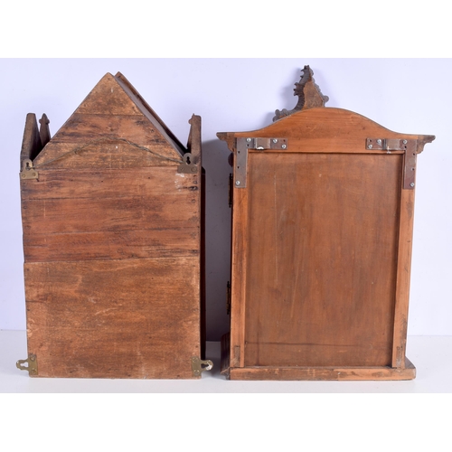 3375 - Two German small wooden wall Cabinets largest 58 x 37 cm (2).