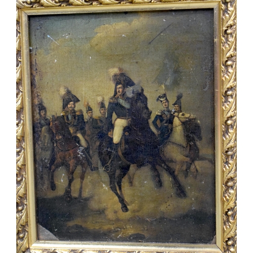 3377 - A small framed 19th Century  oil on Canvas, After Franz Kruger depicting Nicholas I with his Imperia... 