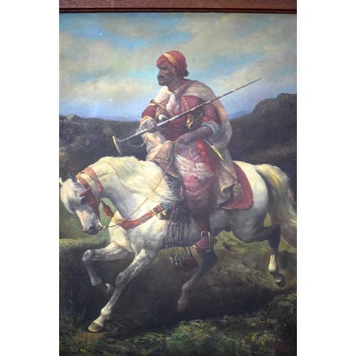 3380 - A large 20th Century Oil on Canvas signed J Lawrence depicting a Middle Eastern Warrior  76 x 60 cm