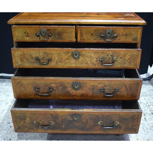 3545 - A George III mahogany and Burr 5 drawer chest 79 x 85 x 55 cm.