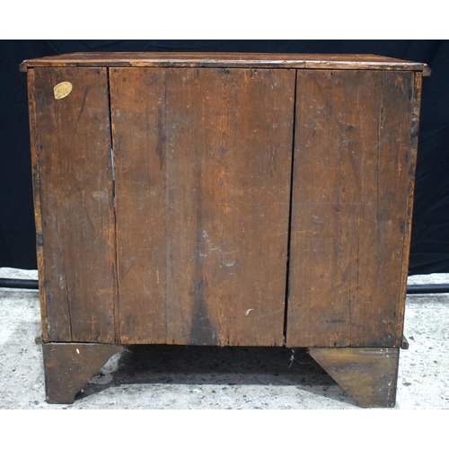 3545 - A George III mahogany and Burr 5 drawer chest 79 x 85 x 55 cm.