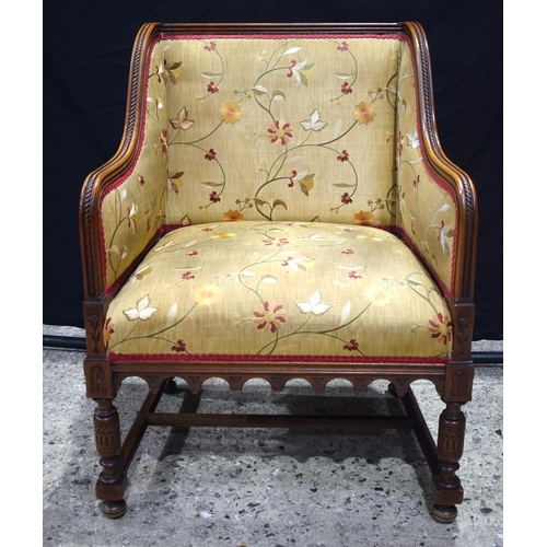 3546 - A 19th Century Arts and Crafts Continental upholstered armchair in the manner of William Morris  87 ... 