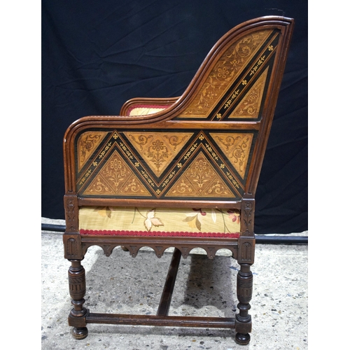 3546 - A 19th Century Arts and Crafts Continental upholstered armchair in the manner of William Morris  87 ... 