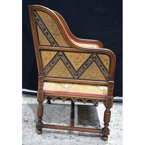 3546 - A 19th Century Arts and Crafts Continental upholstered armchair in the manner of William Morris  87 ... 