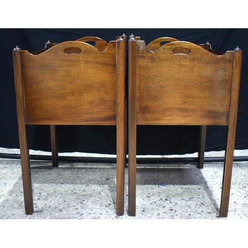 3548 - A pair of 19th Century style mahogany bedside tables with a carved galleried top 75 x 56 x 43 cm