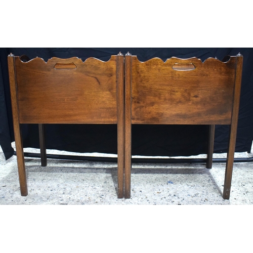 3548 - A pair of 19th Century style mahogany bedside tables with a carved galleried top 75 x 56 x 43 cm