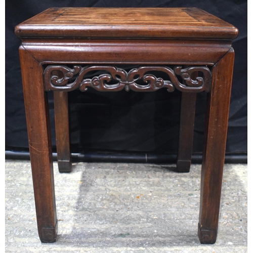 3552 - A 19TH CENTURY CHINESE CARVED HUANGHUALI WOOD STAND Qing. 45 cm x 50 cm.