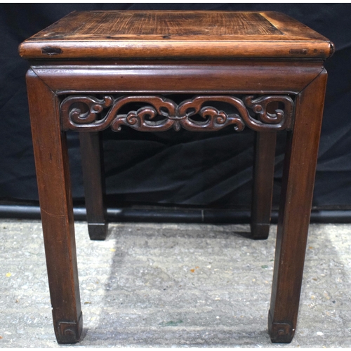 3552 - A 19TH CENTURY CHINESE CARVED HUANGHUALI WOOD STAND Qing. 45 cm x 50 cm.